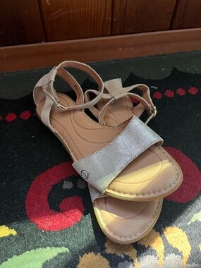 Born Metallic Beige Ankle-Strap Sandals Size 9